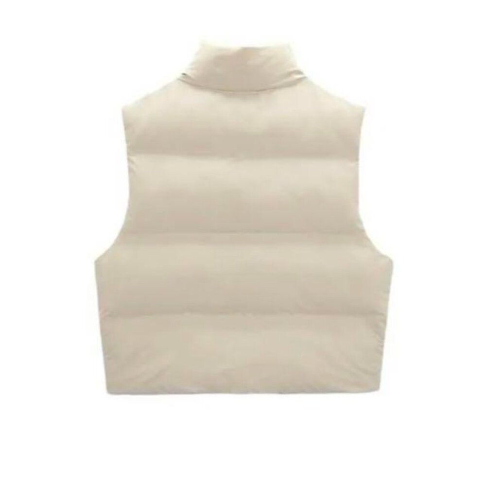 NWT Zara Puffer Vest in Ivory White XS - Picture 6 of 9
